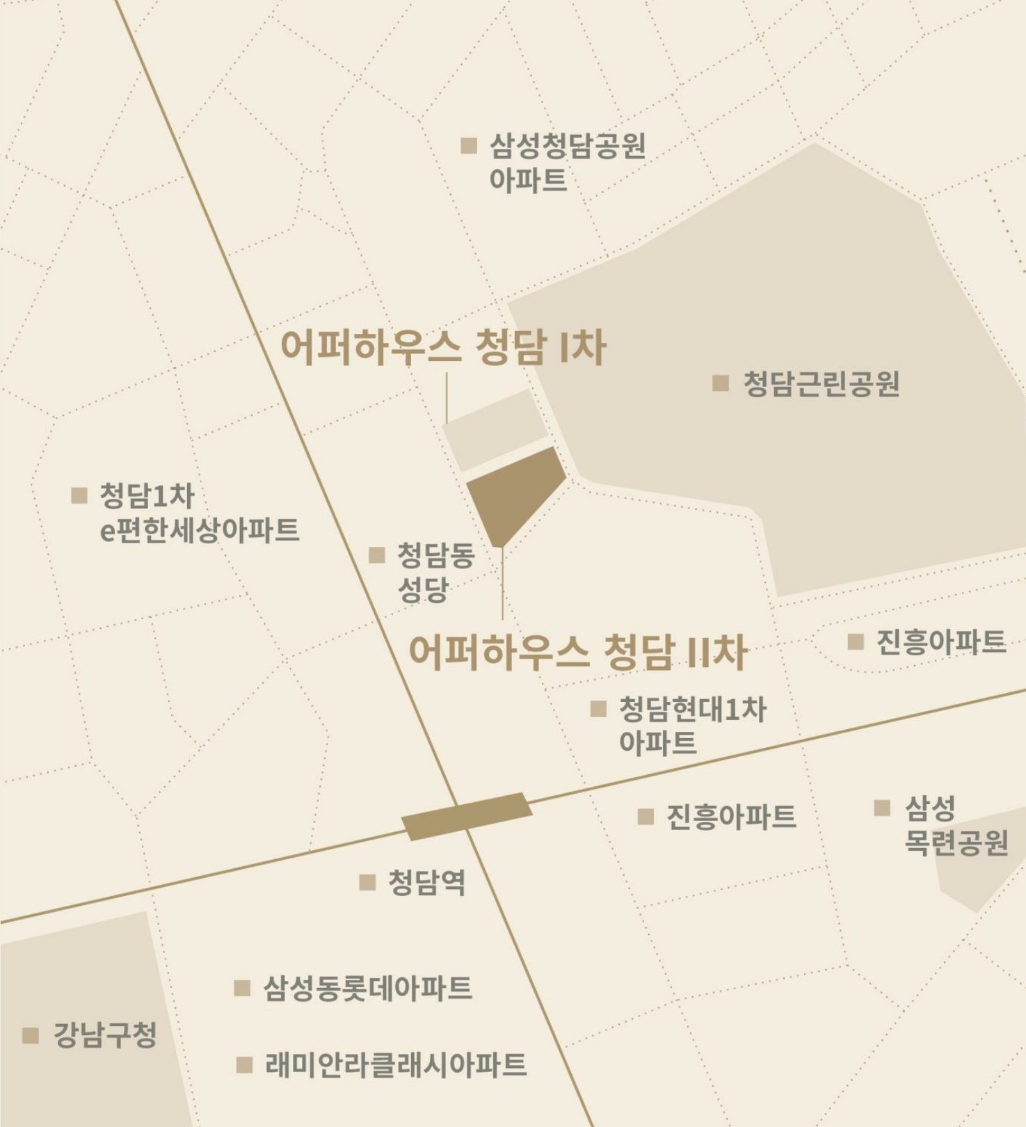어퍼하우스 청담 2차 현장 위치 — 시행사 자료 지도